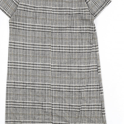 Zara Womens Multicoloured Plaid Polyester Sheath Size S Round Neck Pullover - Floral Embroidery, Sequins, Houndstooth