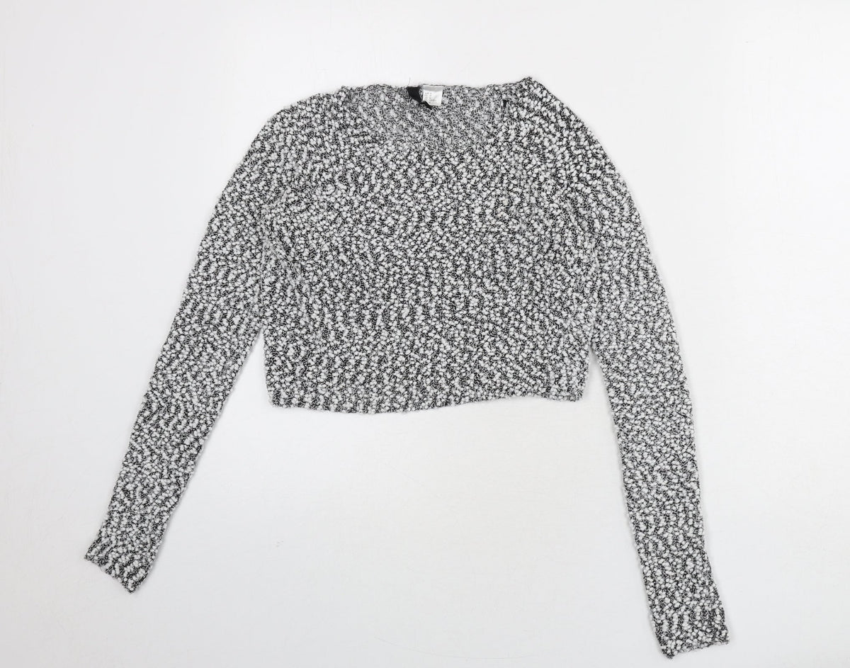 divide Womens Black Round Neck Polyester Pullover Jumper Size M - Cropped