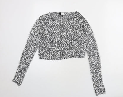 divide Womens Black Round Neck Polyester Pullover Jumper Size M - Cropped