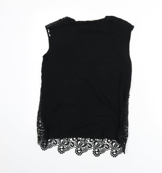 Womens UK Size S Oasis Black Basic Tank