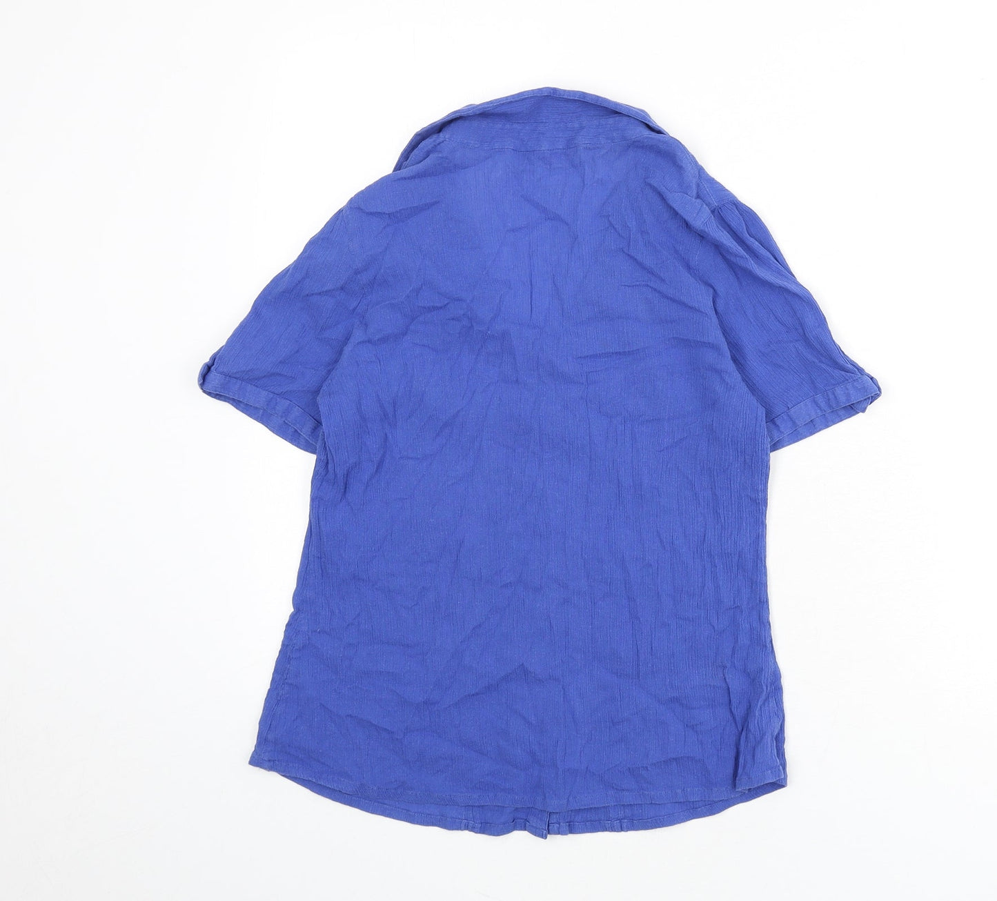 Womens UK Size 12 Profile Blue Basic Button-Up