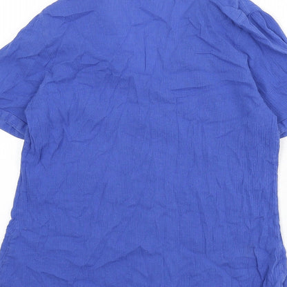 Womens UK Size 12 Profile Blue Basic Button-Up