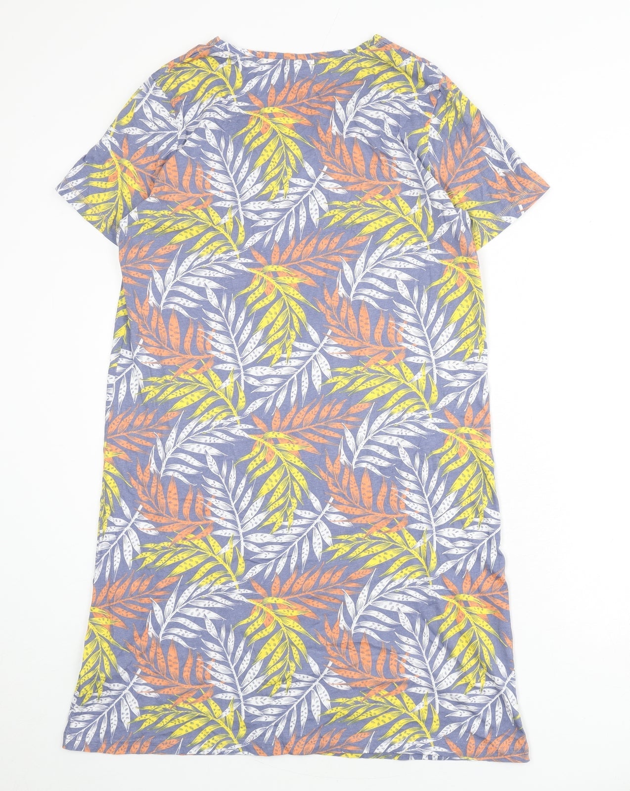 Damart Womens Multicoloured Geometric Cotton Sheath Size M V-Neck Pullover - Leaf Print