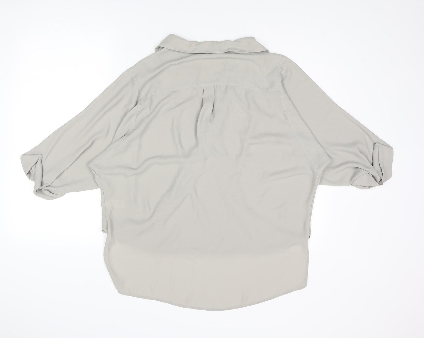 Topshop Womens Grey Polyester Basic Blouse Size 10 V-Neck - Hi-Low Hem