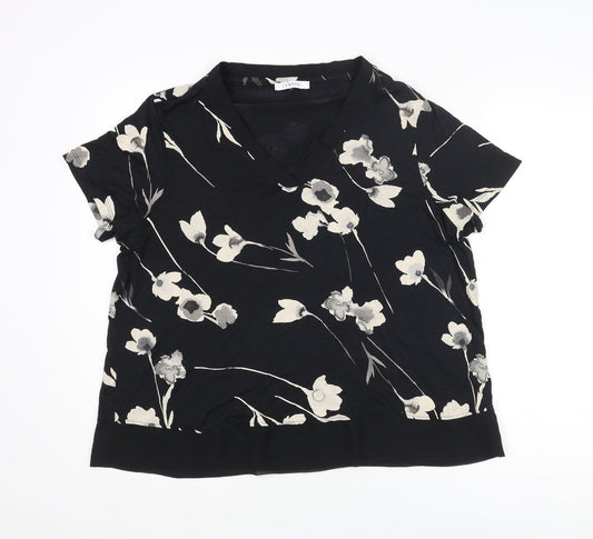 Womens UK Size 18 Classic Black Basic Blouse