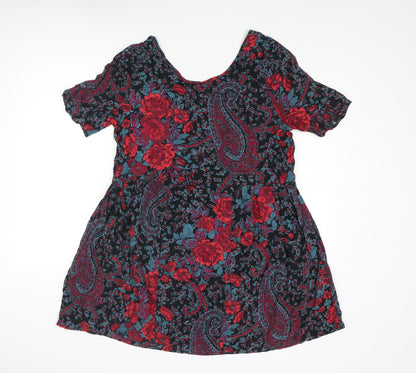 Staring at Stars Womens Multicoloured Paisley Viscose A-Line Size M Boat Neck Zip - Smocked