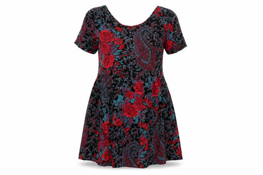 Staring at Stars Womens Multicoloured Paisley Viscose A-Line Size M Boat Neck Zip - Smocked