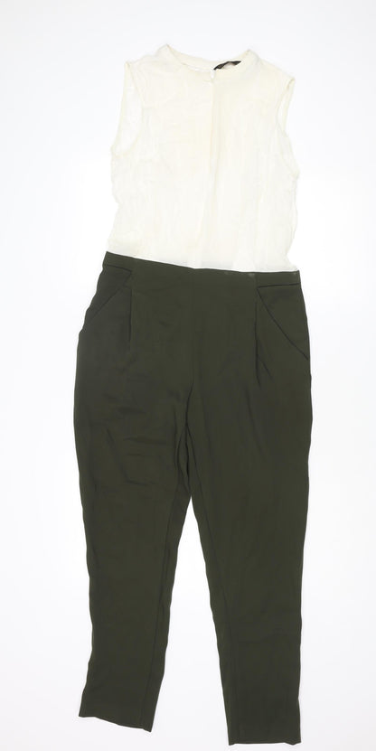 Zara Womens Green Polyester Jumpsuit One-Piece Size S L26 in Zip