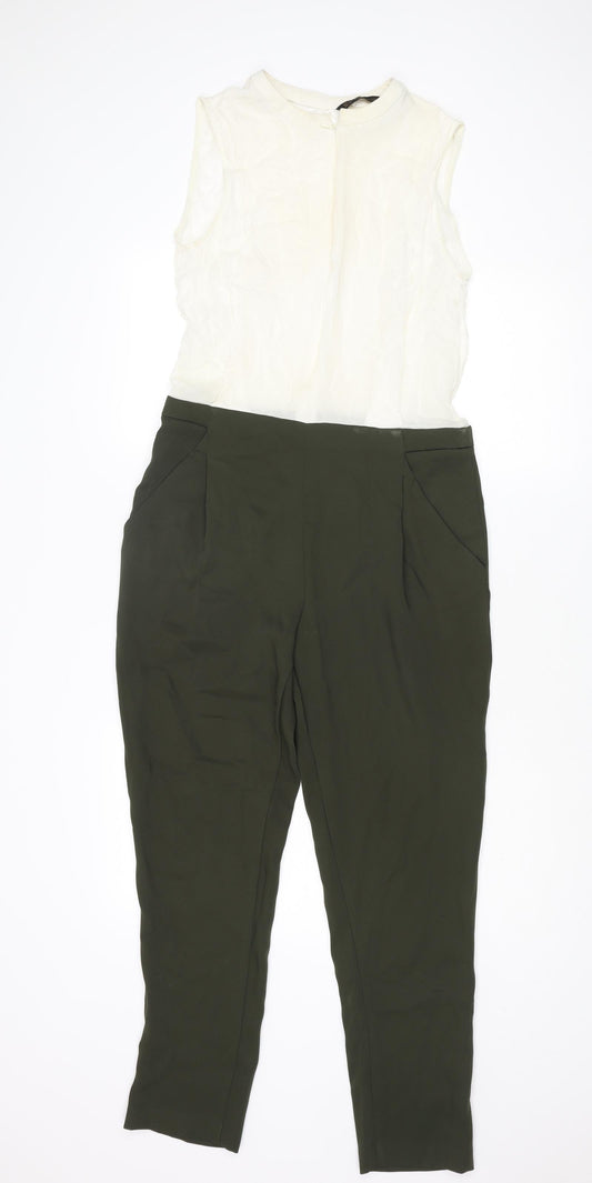 Zara Womens Green Polyester Jumpsuit One-Piece Size S L26 in Zip