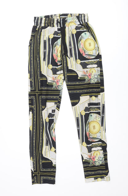Fashion Nova Mens Multicoloured Geometric Polyester Cropped Trousers Size S L28 in Regular Drawstring