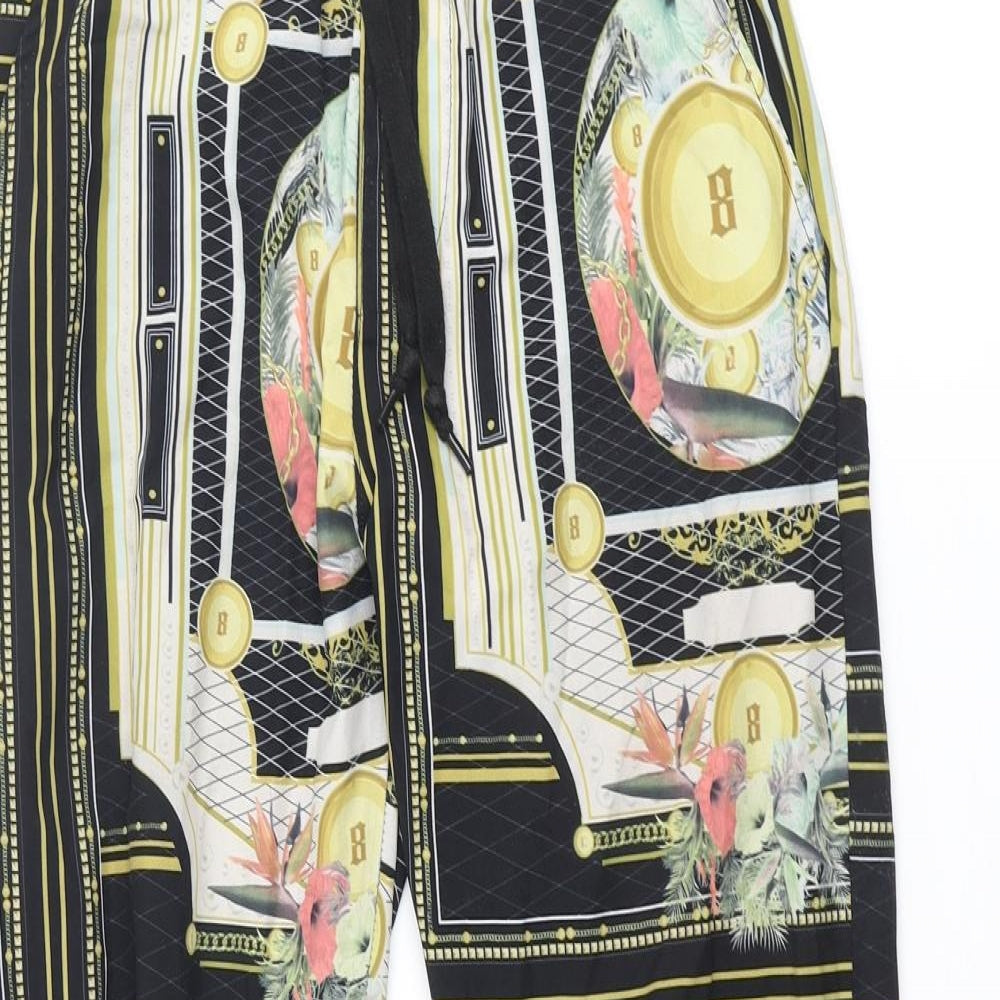 Fashion Nova Mens Multicoloured Geometric Polyester Cropped Trousers Size S L28 in Regular Drawstring