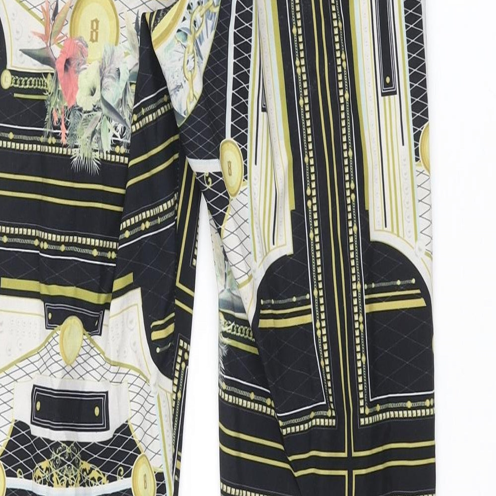 Fashion Nova Mens Multicoloured Geometric Polyester Cropped Trousers Size S L28 in Regular Drawstring