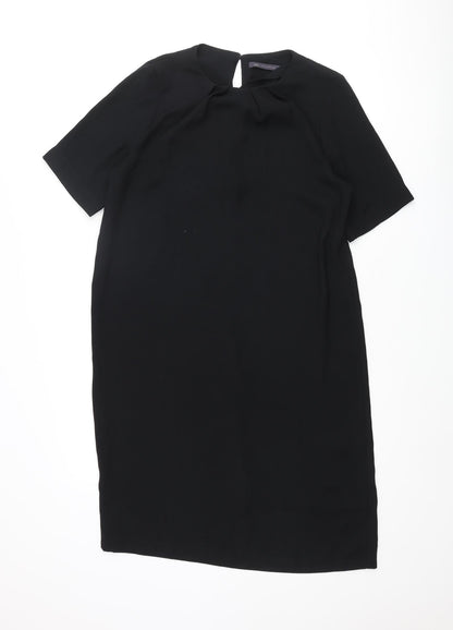 Marks and Spencer Womens Black Polyester Shift Size 12 Round Neck Button