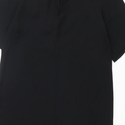 Marks and Spencer Womens Black Polyester Shift Size 12 Round Neck Button