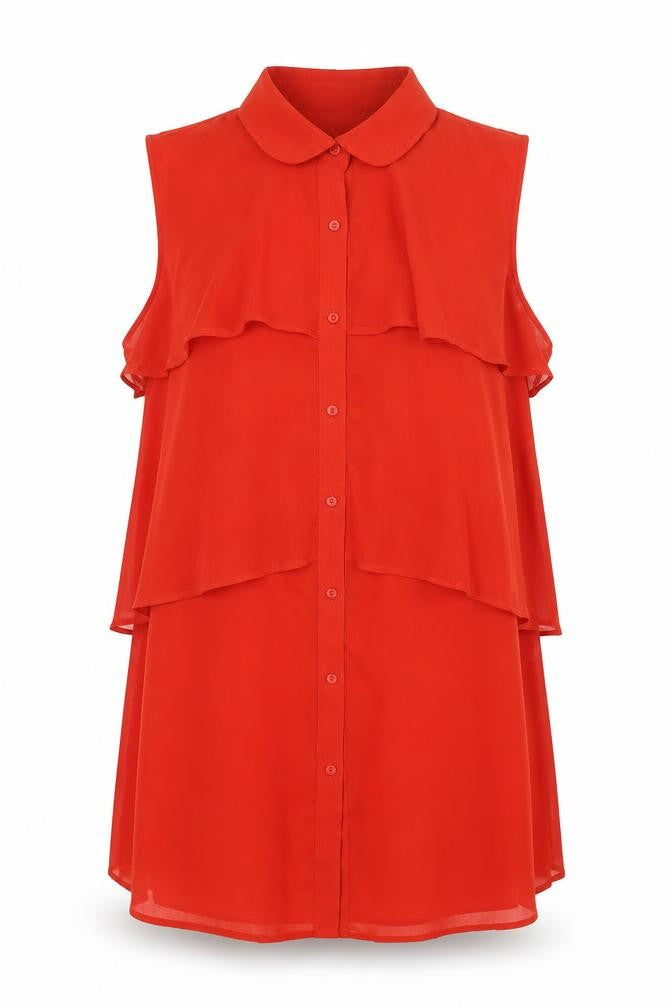 Womens UK Size 12 Glamorous Red Tunic Blouse