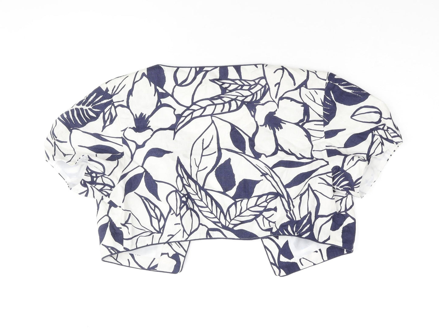 Pomodoro Womens Blue Geometric Jacket Coat Size 12 - Plant Print