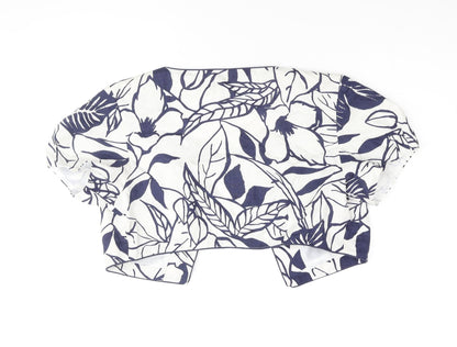Pomodoro Womens Blue Geometric Jacket Coat Size 12 - Plant Print