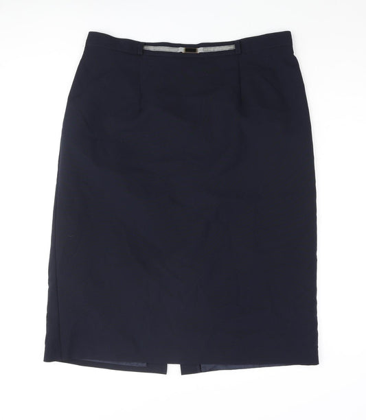 Bonmarché Womens Blue Polyester Straight & Pencil Skirt Size 14 - Belt Detail
