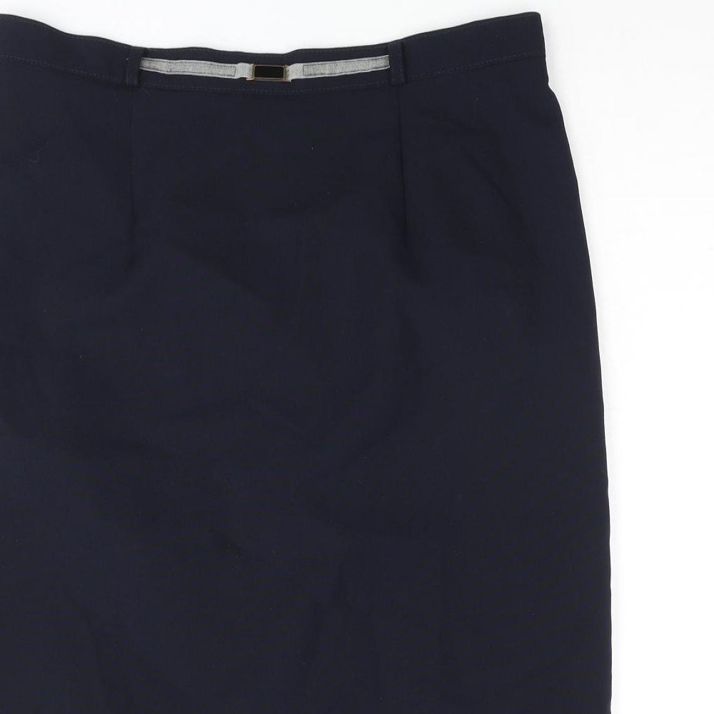 Bonmarché Womens Blue Polyester Straight & Pencil Skirt Size 14 - Belt Detail
