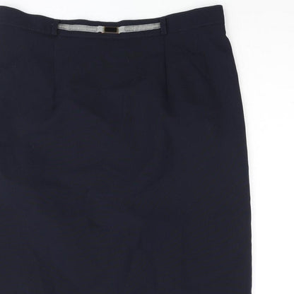 Bonmarché Womens Blue Polyester Straight & Pencil Skirt Size 14 - Belt Detail