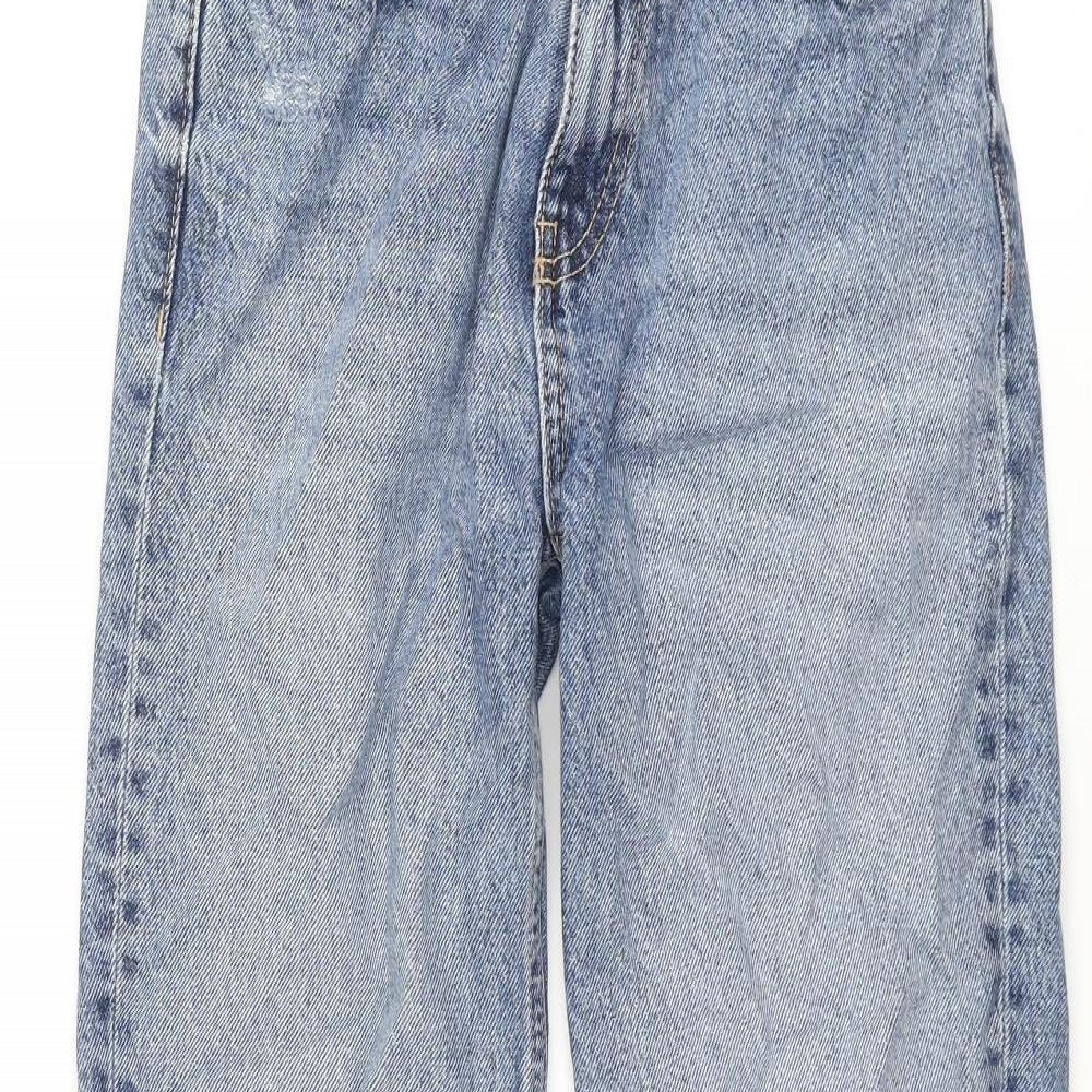Zara Womens Blue Cotton Straight Jeans Size 6 L27 in Regular Zip