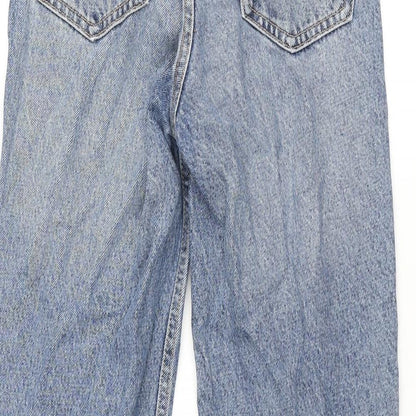 Zara Womens Blue Cotton Straight Jeans Size 6 L27 in Regular Zip