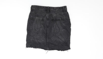 H&M Womens Grey Cotton Mini Skirt Size 4 Zip - Distressed