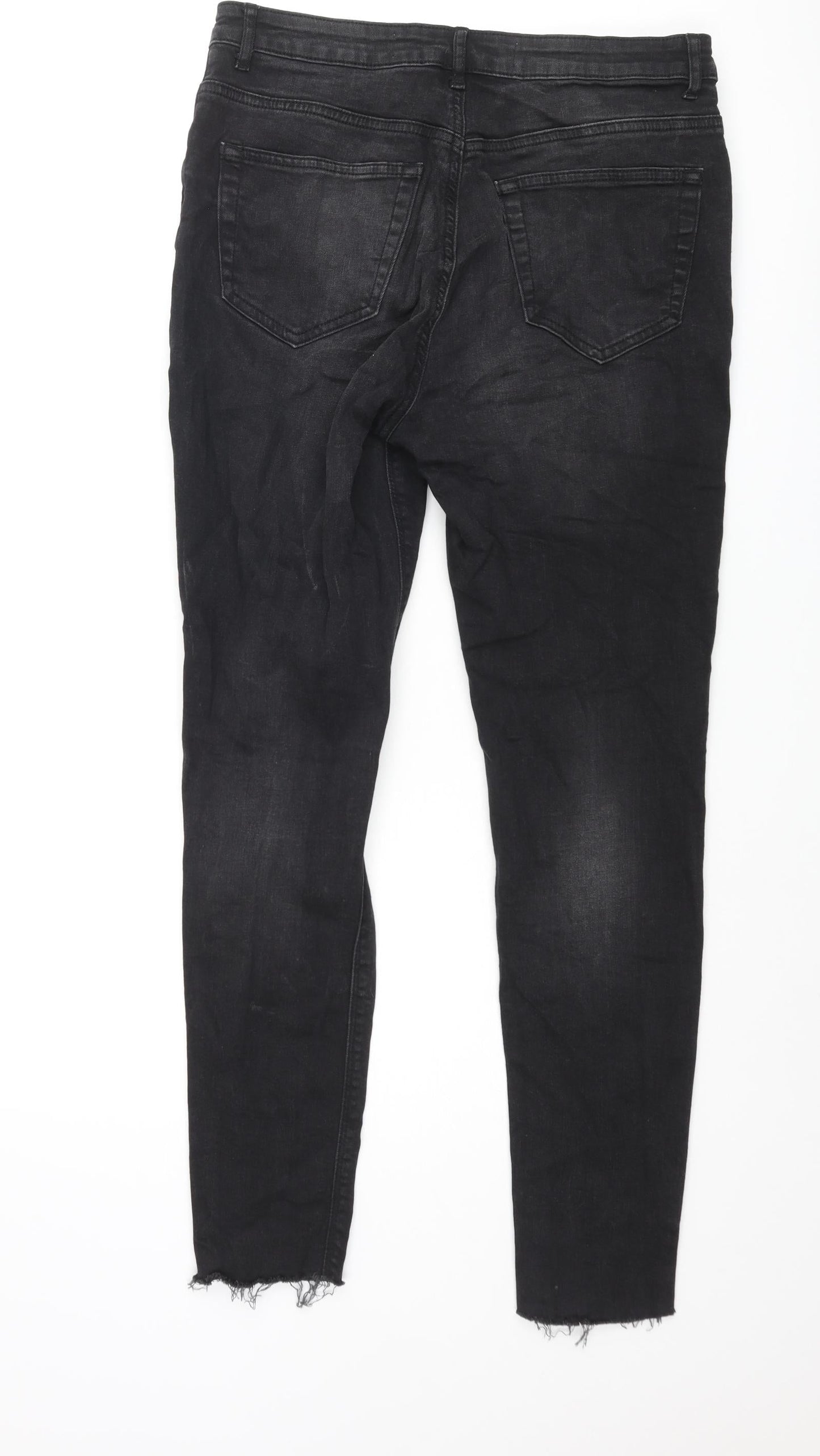 Denim & Co. Womens Black Cotton Skinny Jeans Size 14 L28 in Regular Zip - Raw Hem