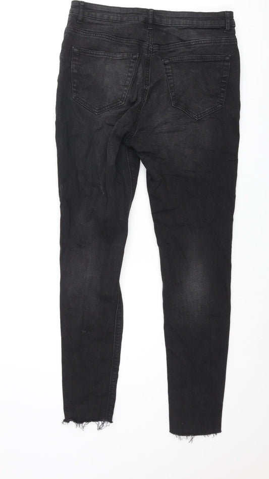 Denim & Co. Womens Black Cotton Skinny Jeans Size 14 L28 in Regular Zip - Raw Hem