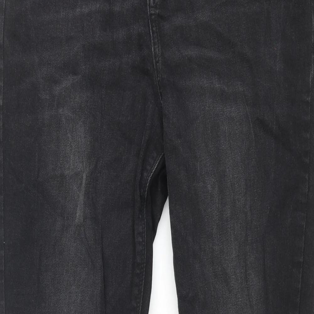Denim & Co. Womens Black Cotton Skinny Jeans Size 14 L28 in Regular Zip - Raw Hem