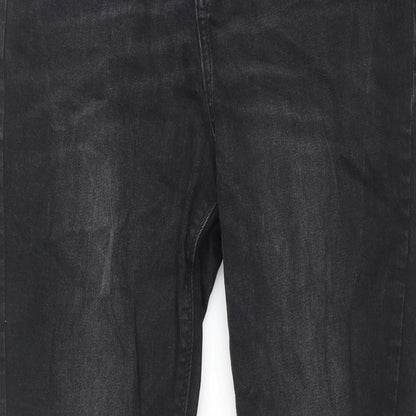 Denim & Co. Womens Black Cotton Skinny Jeans Size 14 L28 in Regular Zip - Raw Hem