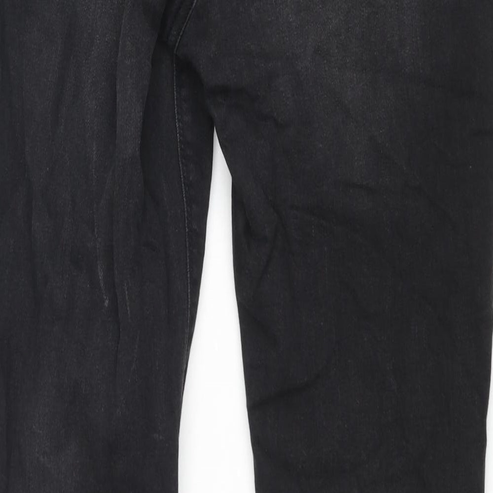 Denim & Co. Womens Black Cotton Skinny Jeans Size 14 L28 in Regular Zip - Raw Hem