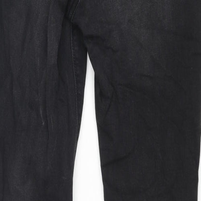 Denim & Co. Womens Black Cotton Skinny Jeans Size 14 L28 in Regular Zip - Raw Hem