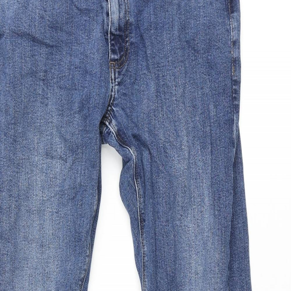 Marks and Spencer Mens Blue Cotton Straight Jeans Size 30 in L31 in Regular Zip