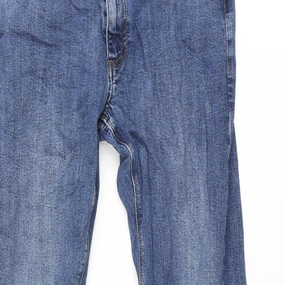 Marks and Spencer Mens Blue Cotton Straight Jeans Size 30 in L31 in Regular Zip