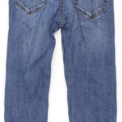 Marks and Spencer Mens Blue Cotton Straight Jeans Size 30 in L31 in Regular Zip