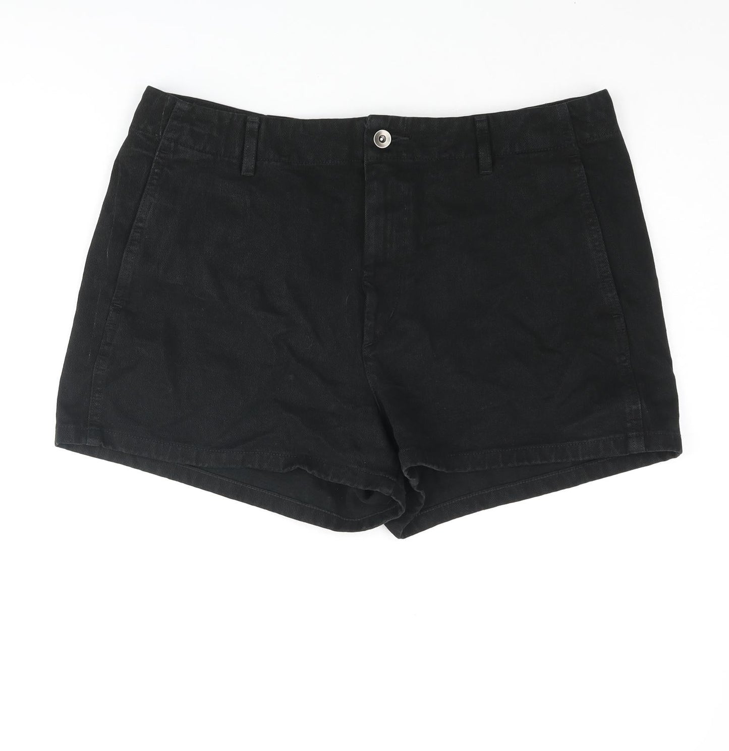 Uniqlo Womens Black Cotton Basic Shorts Size 34 in Regular Zip