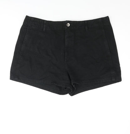 Uniqlo Womens Black Cotton Basic Shorts Size 34 in Regular Zip