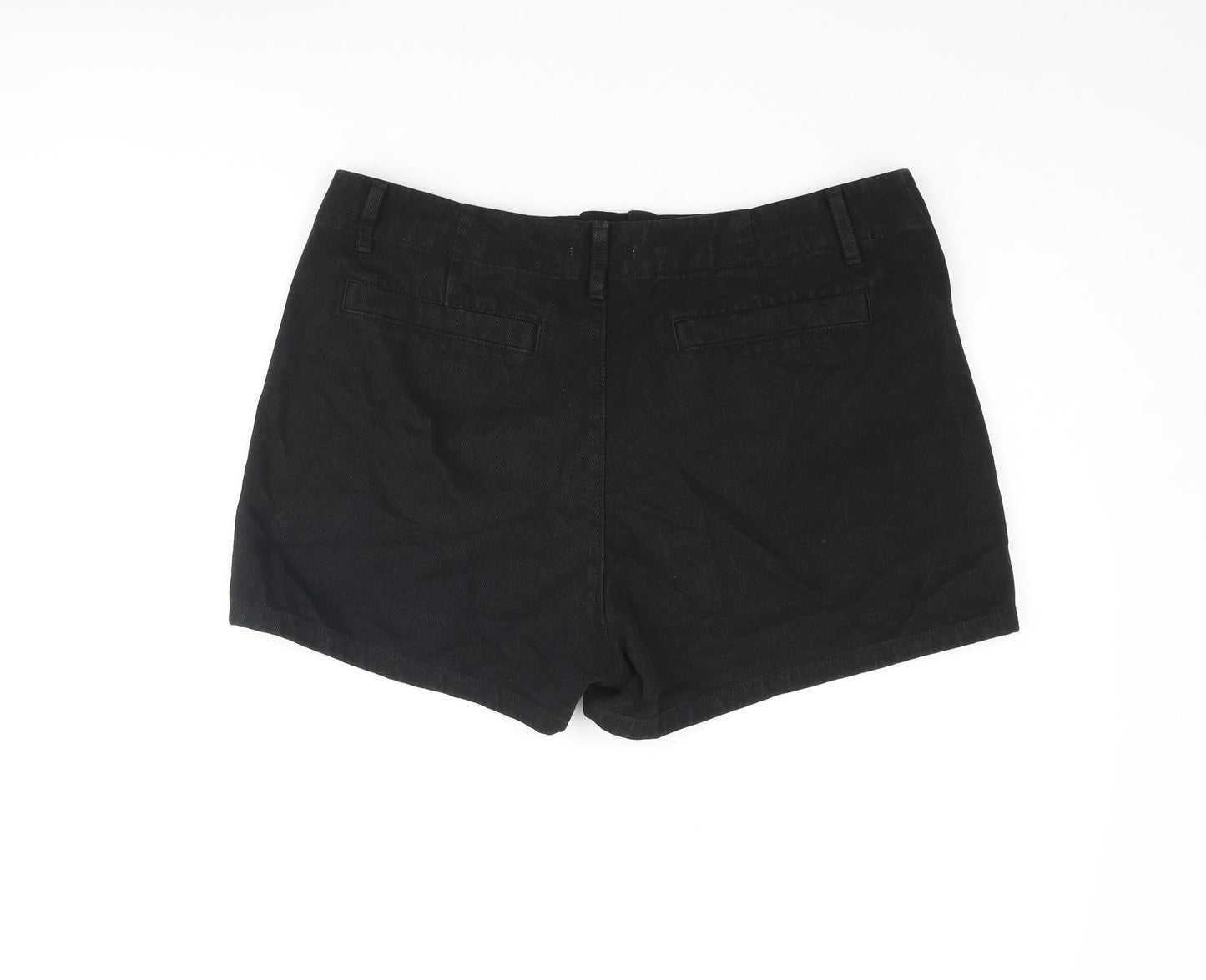Uniqlo Womens Black Cotton Basic Shorts Size 34 in Regular Zip