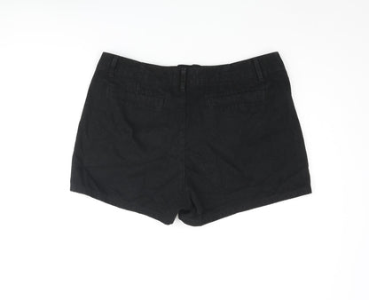 Uniqlo Womens Black Cotton Basic Shorts Size 34 in Regular Zip