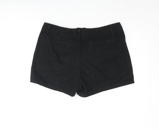 Uniqlo Womens Black Cotton Basic Shorts Size 34 in Regular Zip