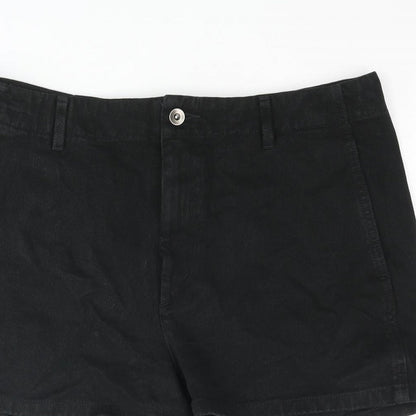 Uniqlo Womens Black Cotton Basic Shorts Size 34 in Regular Zip