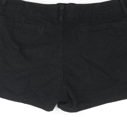 Uniqlo Womens Black Cotton Basic Shorts Size 34 in Regular Zip