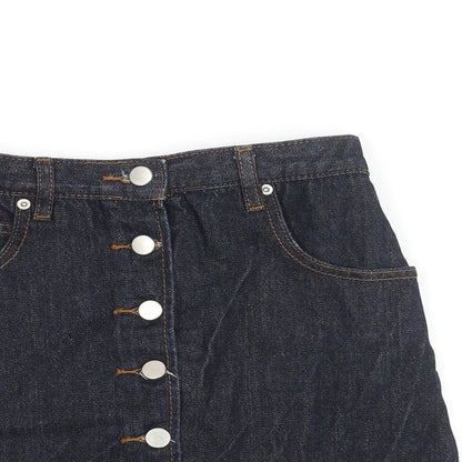 ASOS Womens Blue Cotton Mini Skirt Size 8 Button