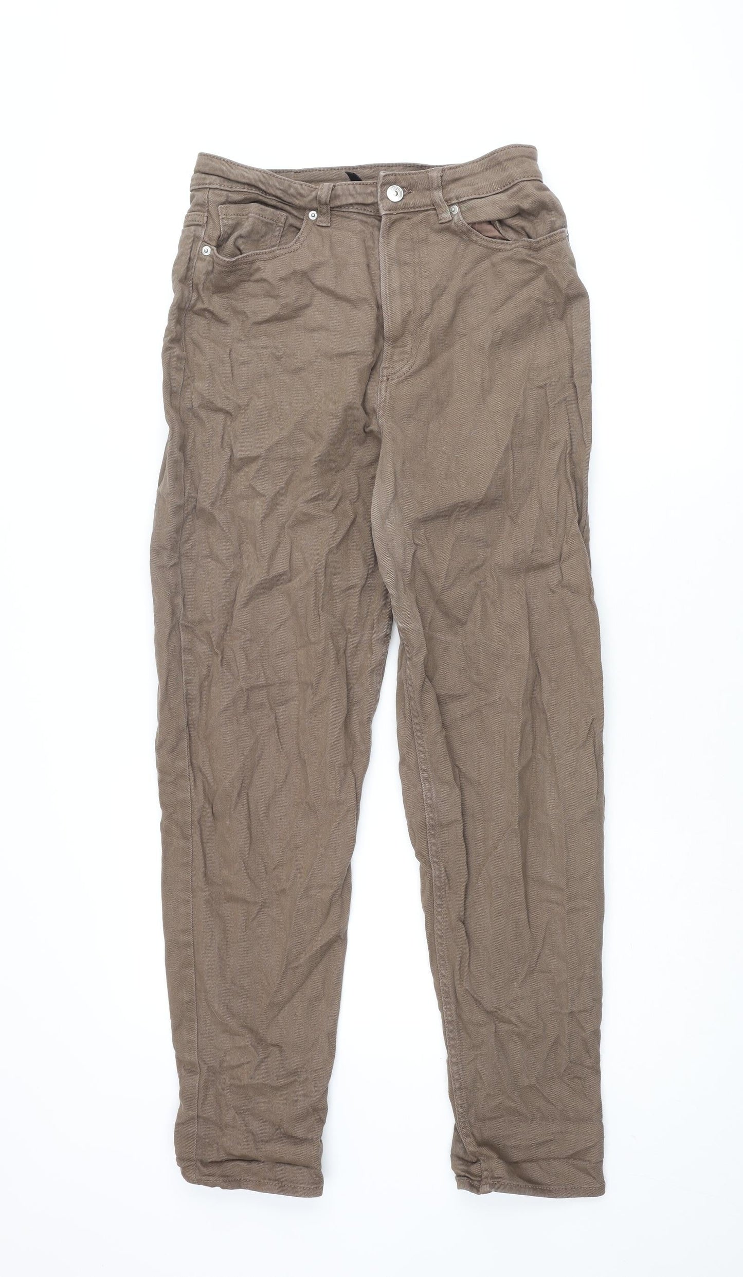 Divided by H&M Womens Brown Cotton Tapered Jeans Size 12 L28 in Regular Zip