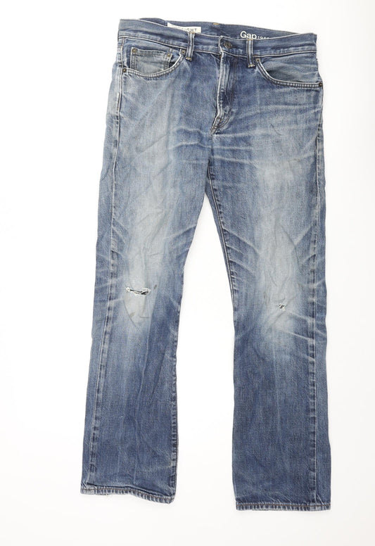 Gap Mens Blue Cotton Straight Jeans Size 32 in L30 in Regular Zip