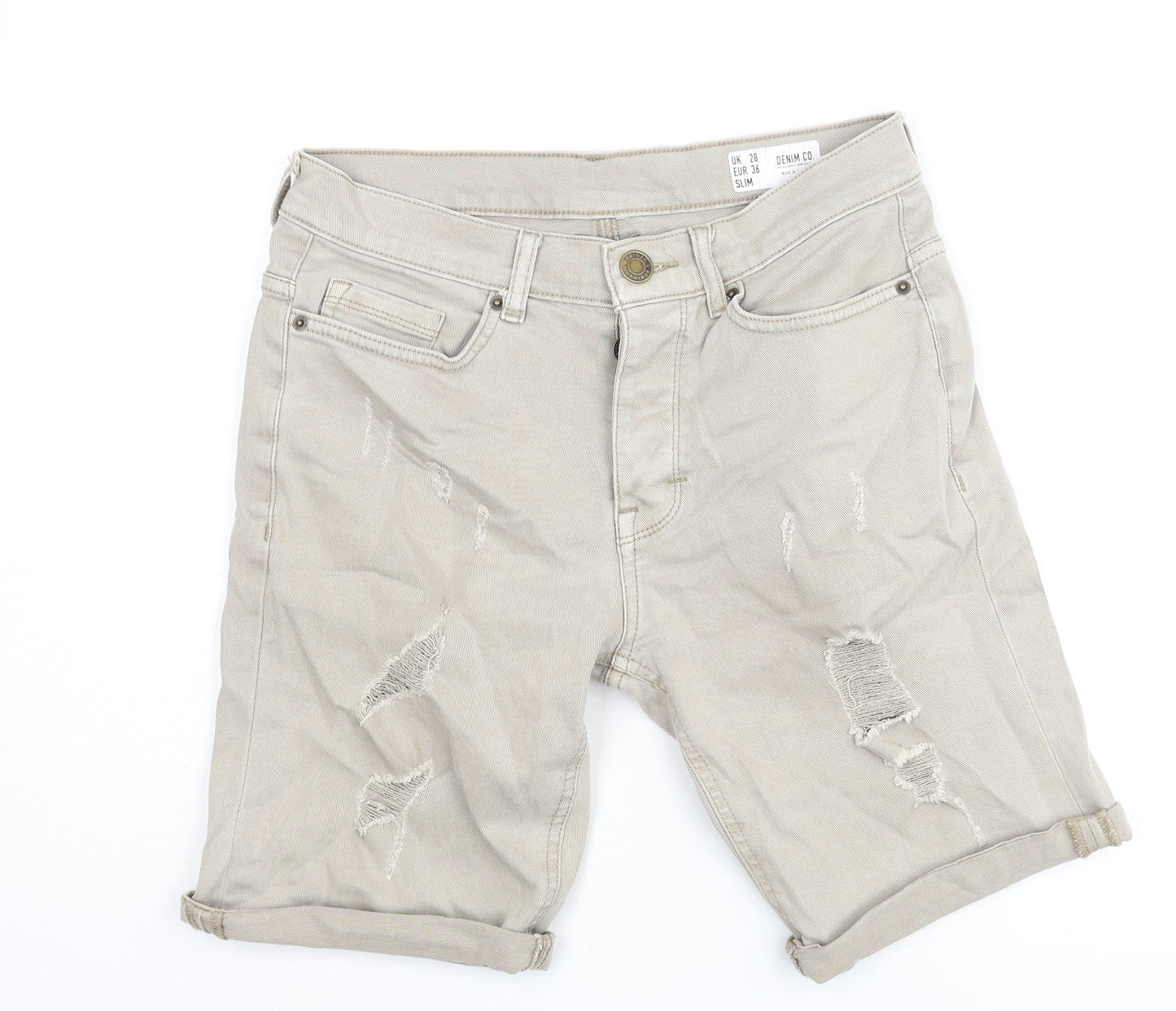 Denim & Co. Mens Beige Cotton Bermuda Shorts Size 28 in L9 in Regular Zip