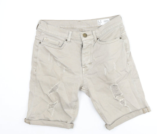 Denim & Co. Mens Beige Cotton Bermuda Shorts Size 28 in L9 in Regular Zip
