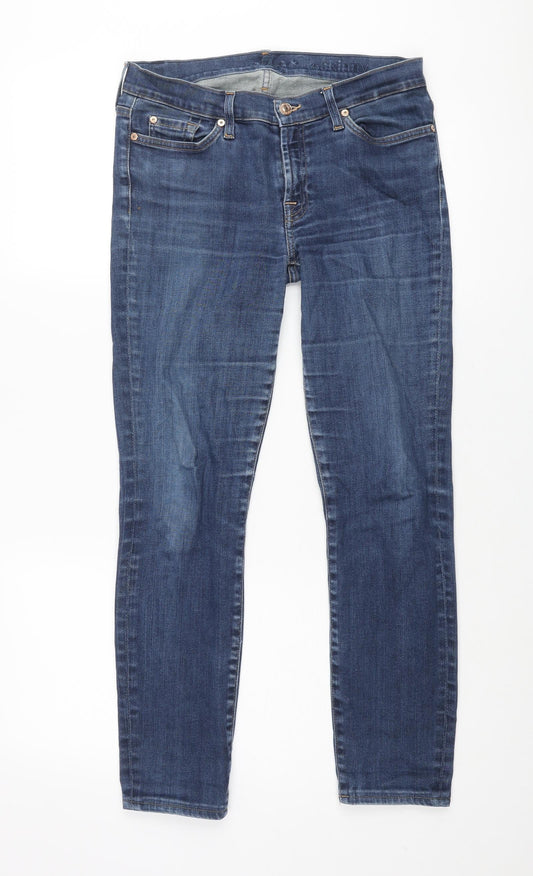 7 For All Mankind Womens Blue Cotton Skinny Jeans Size 28 in L26 in Regular Zip