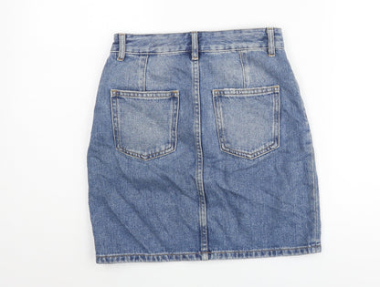 ASOS Womens Blue Cotton Straight & Pencil Skirt Size 6 Zip